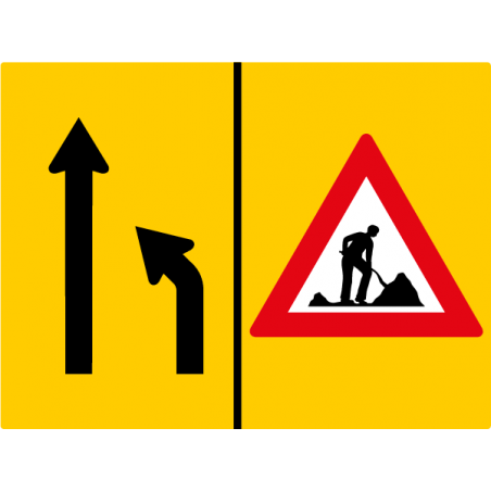 Spurenverengung + Verkehrszeichen
