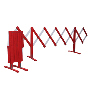 Absperrschere ausziehbar, aus Holz, rot/weiß, Höhe 1200 mm, Länge 5000mm