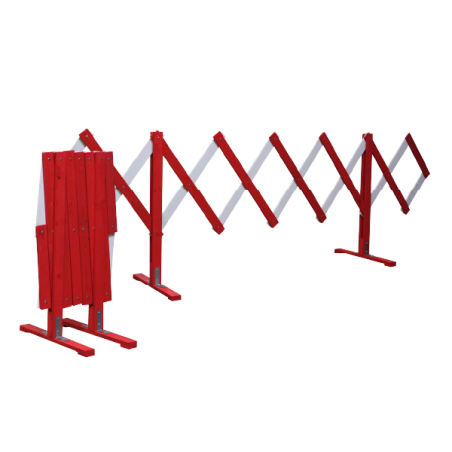 Absperrschere ausziehbar, aus Holz, rot/weiß, Höhe 1200 mm, Länge 5000mm
