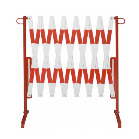 Absperrschere ausziehbar, aus Stahl, rot/weiß, Höhe 1000 mm, Länge 4000 mm