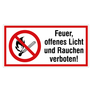 "Streichholzsymbol" Feuer, offenes Licht und Rauchen verboten!