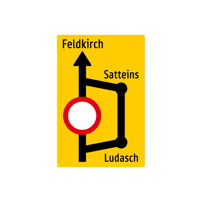 Avisotafel flach in Typ 1 - Bauausführung Folie gelb-schwarz, laut Skizze