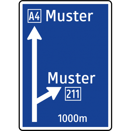 Vorwegweiser zur Autobahn oder Autostraße für Ausfahrt bzw. Knoten