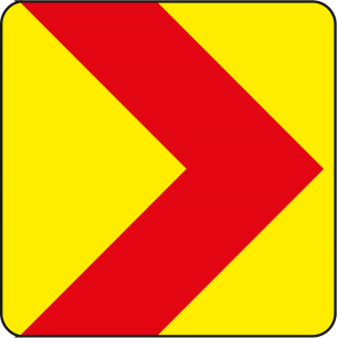 quadratische Leitwinkel mit fluoreszierender Folie gelb/rot