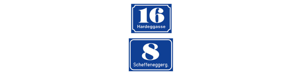 Straßenbezeichnungs- Hausnummernschilder
